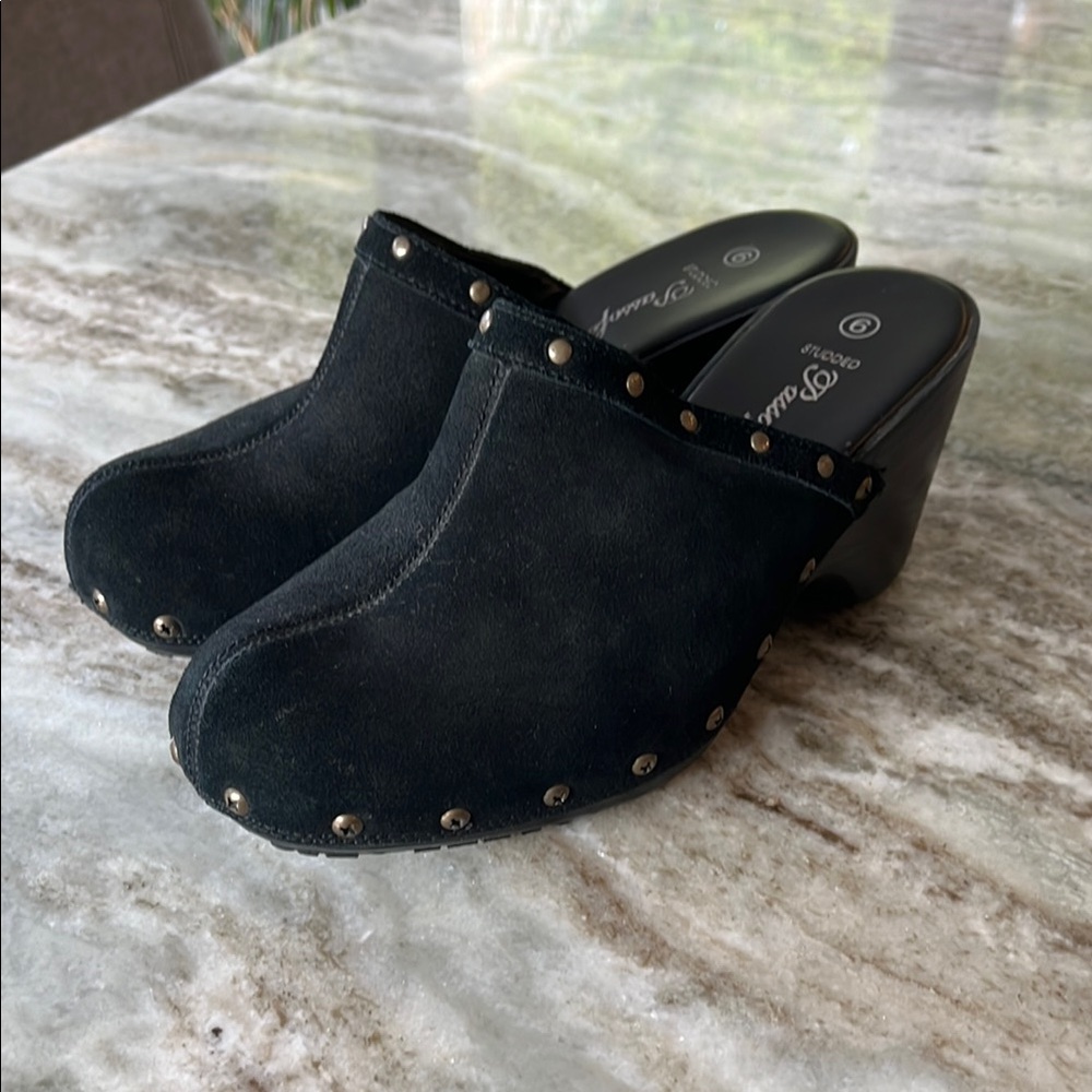 Passofino Black Suede Mules